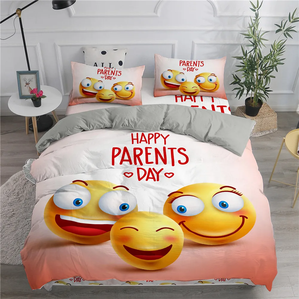 3D с принтом смайлик Постельное белье для класса люкс родителей и детей дизайн