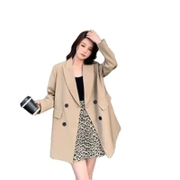 2021 new style hot sale womens high quality long sleeved double breasted ladies jacket suit mid length elegant office blazer