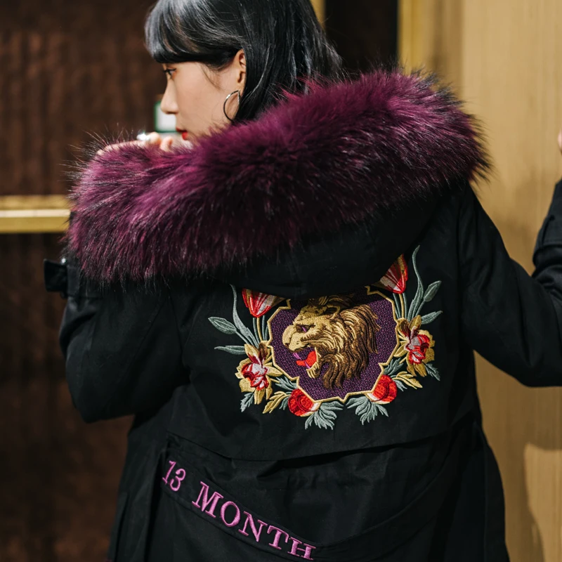 

Real Fur Coat Winter Jacket Women Rabbit Fur Liner Raccoon Fur Collar Parka Women Clothes 2020 Long Coat 80525G7168-2 YY563