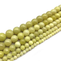natural stone lemon yellow jades round loose spacer beads for jewelry making 4681012mm diy handmade bracelets 15strand