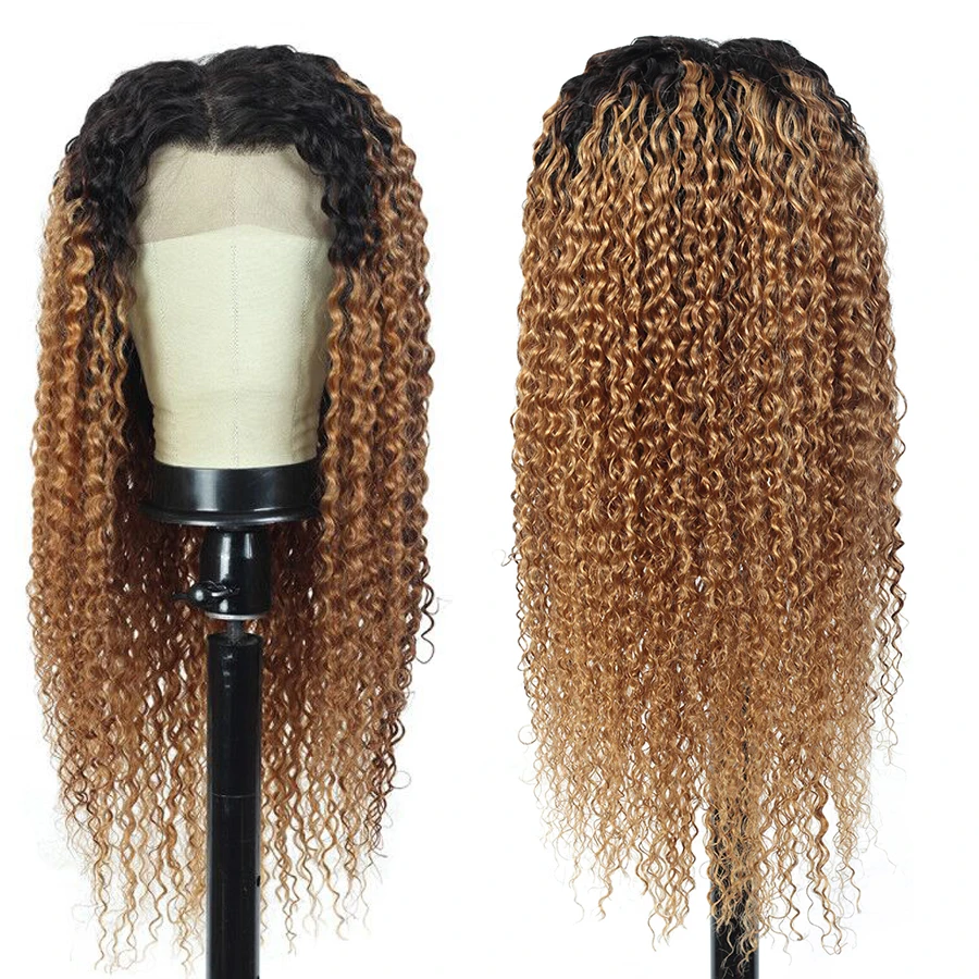 Парик из вьющихся человеческих волос парик на сетке спереди парики 1b/27 кудрявые