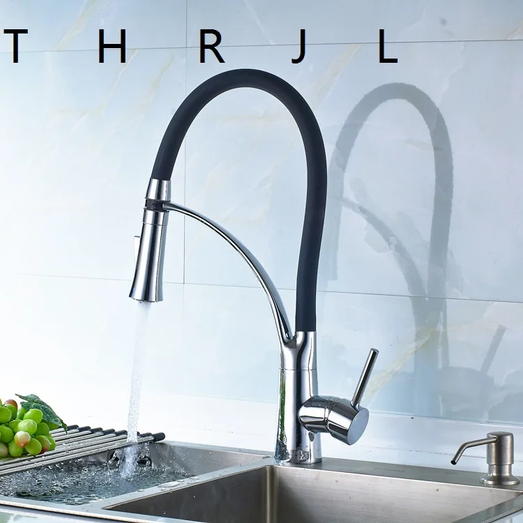 Гибкий Смеситель для кухни черный серебристый медный поворот на 360 градусов