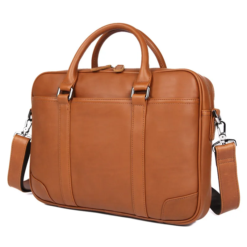 High Quality Men's Genuine Leather Office Briefcase Male Messenger Bags Real Skin Business Travel Bag 15'' Shoulder Laptop Bag