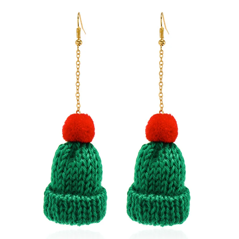 

Christmas wool hat Pendant Earrings femininity European and American personality versatile hair ball earrings earrings