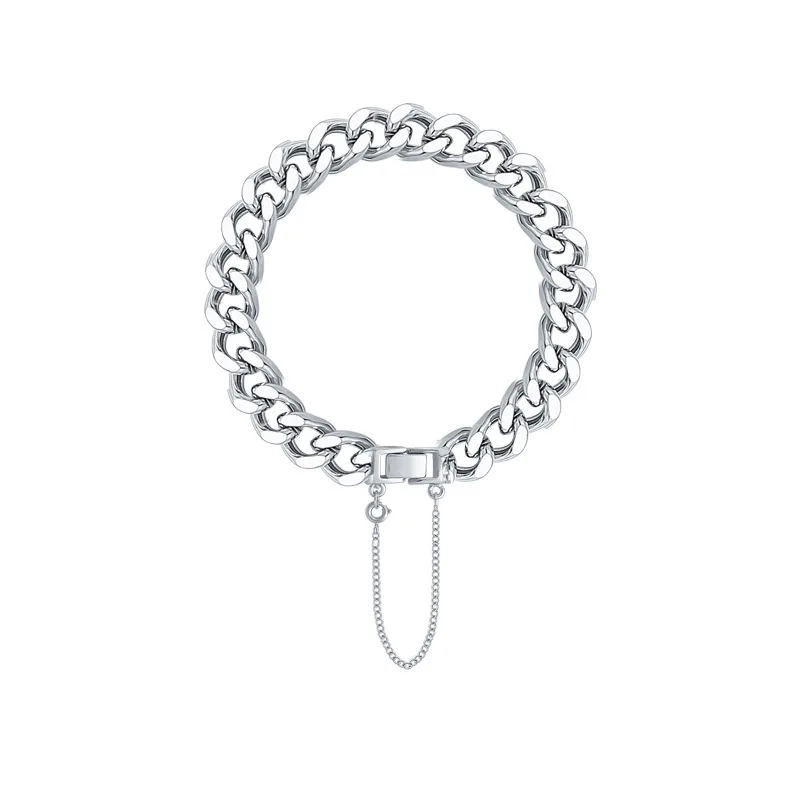 

Punk Silver Color Chunky Cuban Chain Bracelets for Women Man Unisex Simple Wide Curb Link Charm Bracelet Minimalist Jewelry 2020