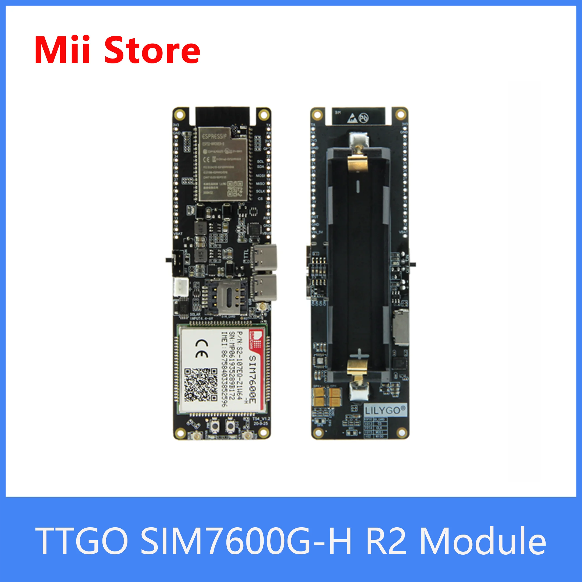 LILYGO  TTGO SIM7600E-H / SIM7600G-H R2 Module ESP32-WROVER-B Chip WiFi BLE 18560 Battery Holder Solar Charge Development Board