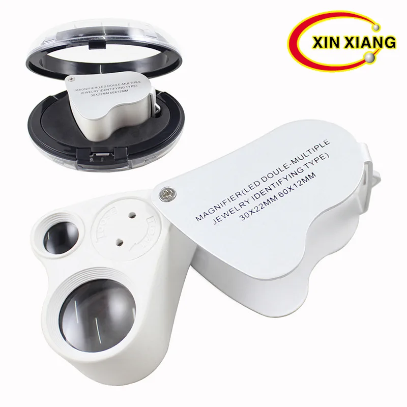 30X60 раз двойные линзы поделки оценка Карманная Лупа светодиодные фонари Античная