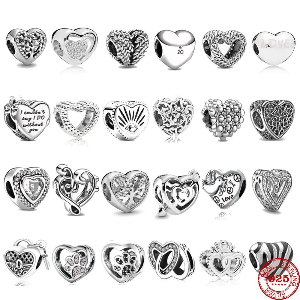 

2021 Fashion Fit Original Pandora Charms Bracelet 925 Sterling Silver White Zircon Safety Chain Heart Charm Bead Jewelry Making