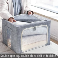 cotton linen thicken storage box fabric with cover fold baina box large window clothing toys home storage box organization