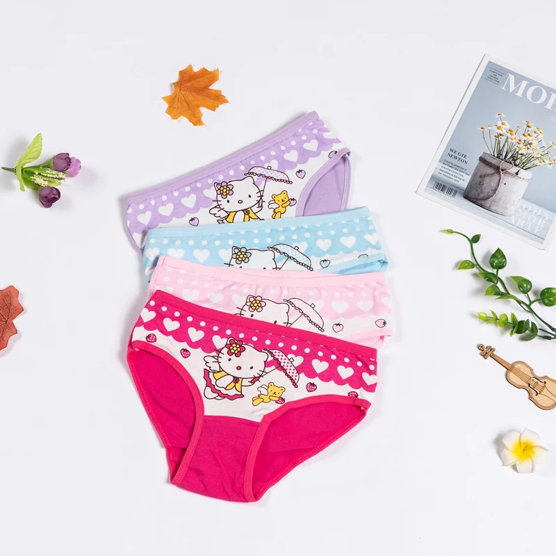Трусики для девочек 4 шт./Лот мягкие хлопковые нижнее белье с мультяшным рисунком