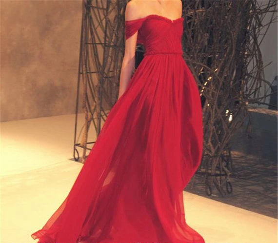 

Robe Demoiselle D'honneur Fille Red Long Maxi Sexy Prom Long Off the Shoulder Chiffon Long Prom Gown 2018 bridesmaid dresses