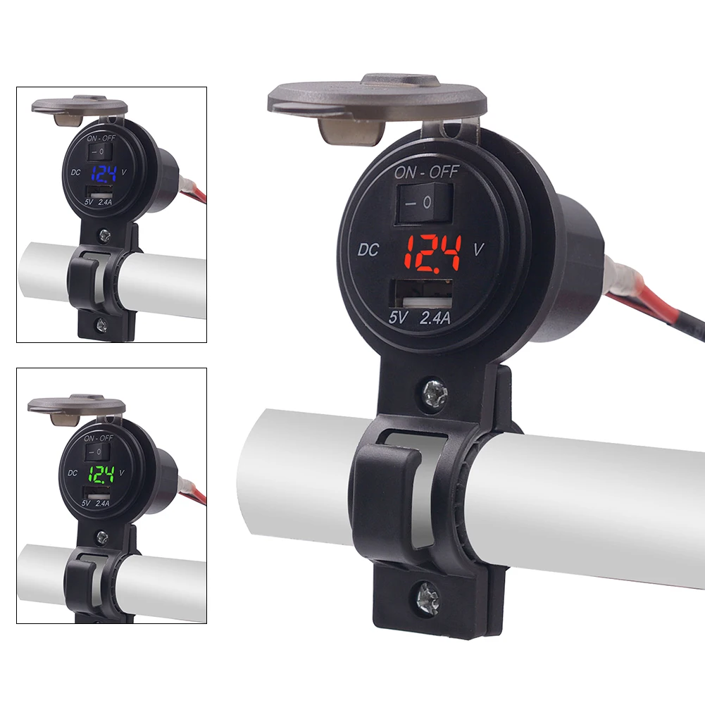 5 V/2.4A мотоцикла USB разъём адаптера питания с переключателем постоянного тока 12 V 24