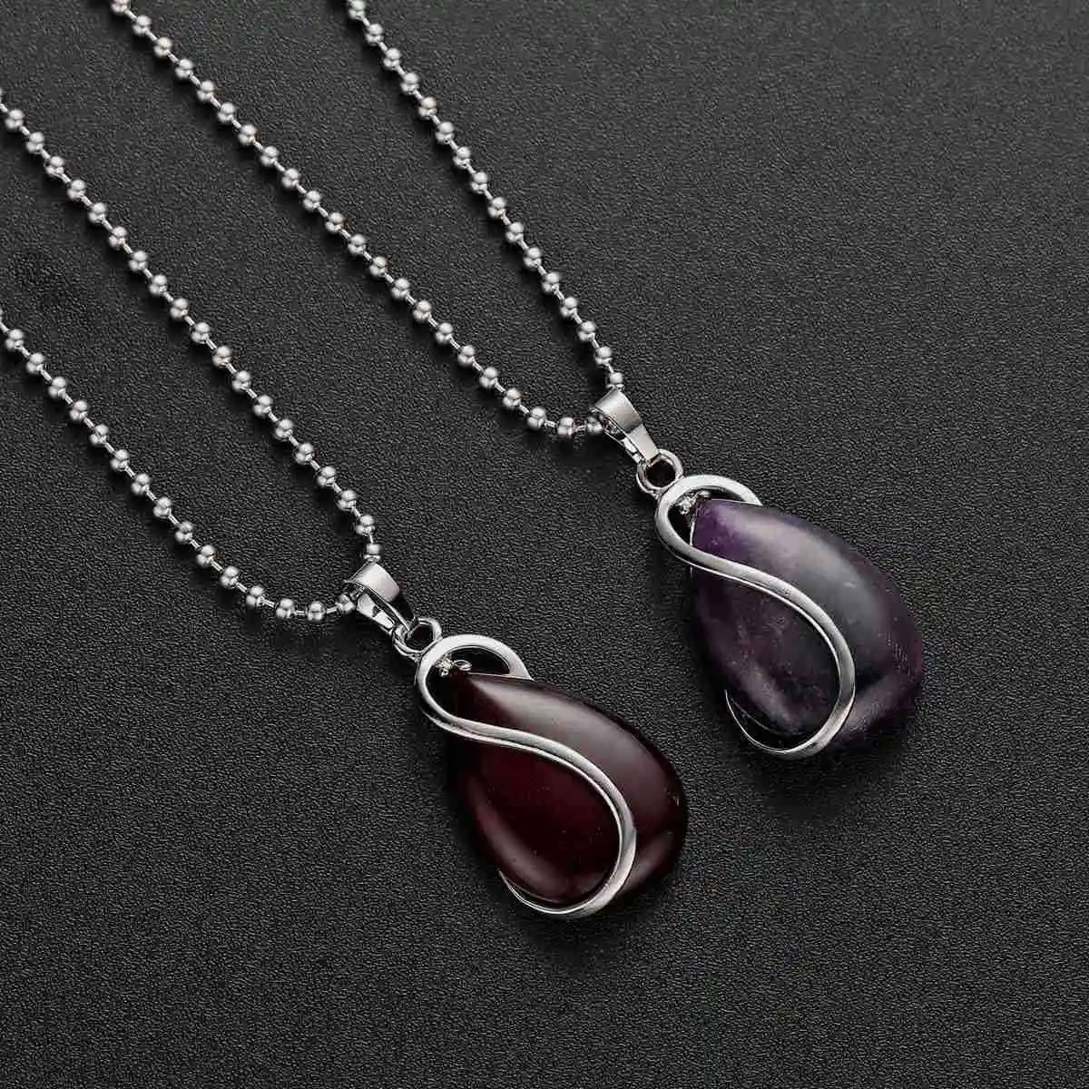 SEVENSTONE женский кулон ожерелье рейки натуральный камень ангел капли воды S