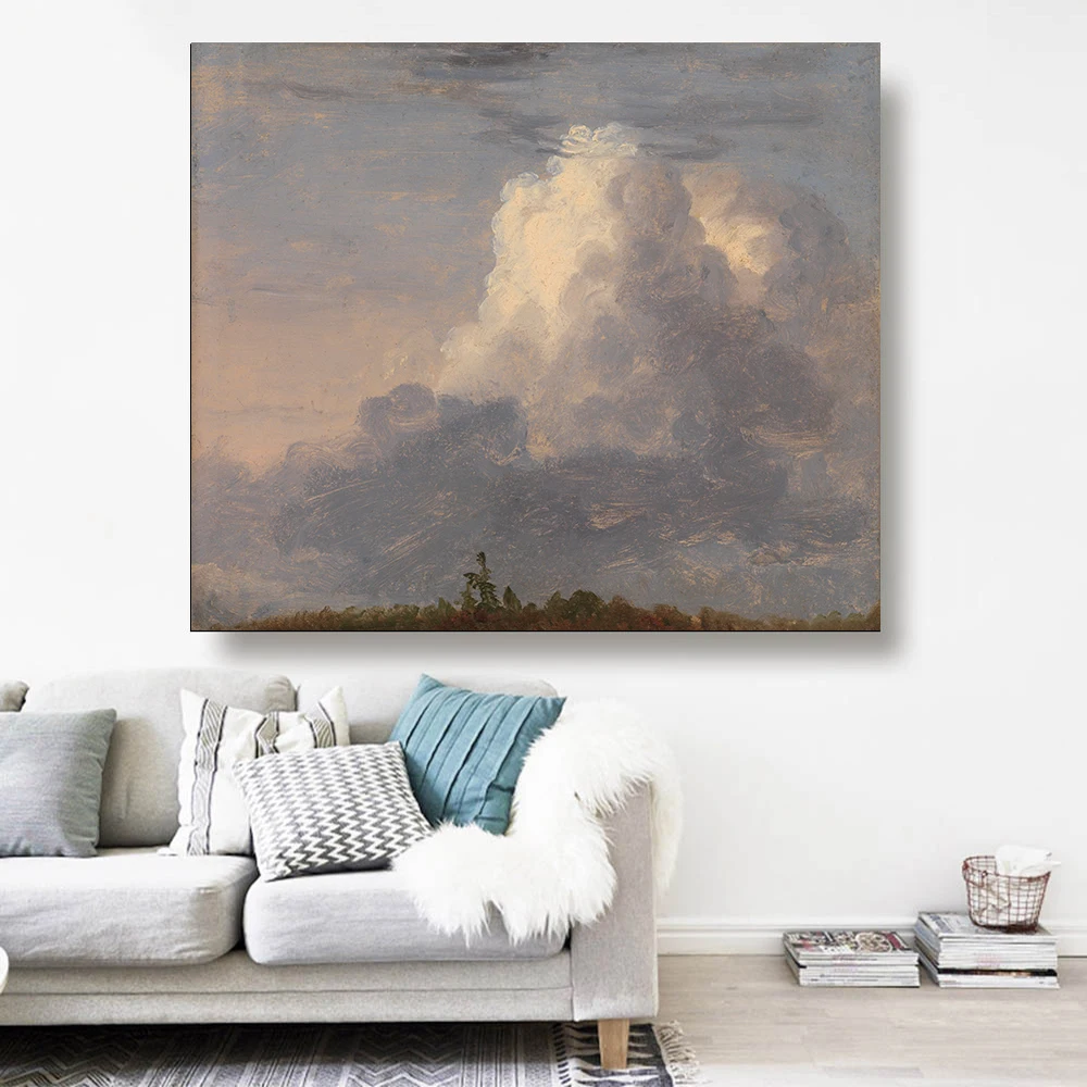 

Citon Canvas Oil painting Thomas Cole《The soul of all scenery- Clouds》Artwork Poster Picture Modern Wall Decor Home Decoration