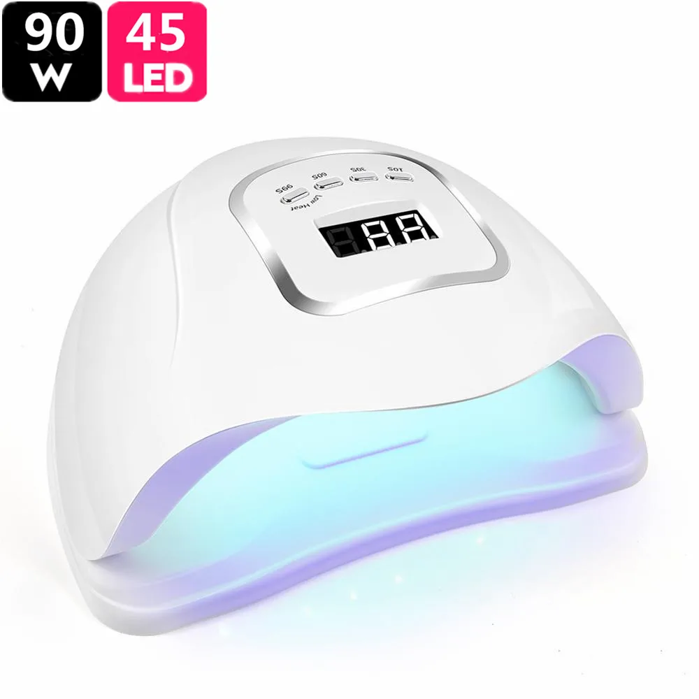 90 Вт 45LED Высокая мощность LED УФ лампа Сушилка для ногтей Все гель лак отверждения