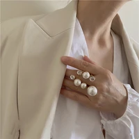 irregular imitation pearls open rings finger jewelry retro geometric opening rings exquisite jewelry ring for women
