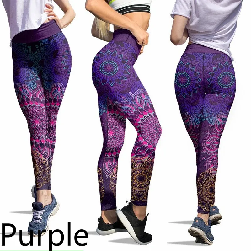 

Женские спортивные Леггинсы до щиколотки, фиолетовые облегающие брюки с высокой талией и разноцветным принтом для фитнеса и спортзала, Y2K, з...