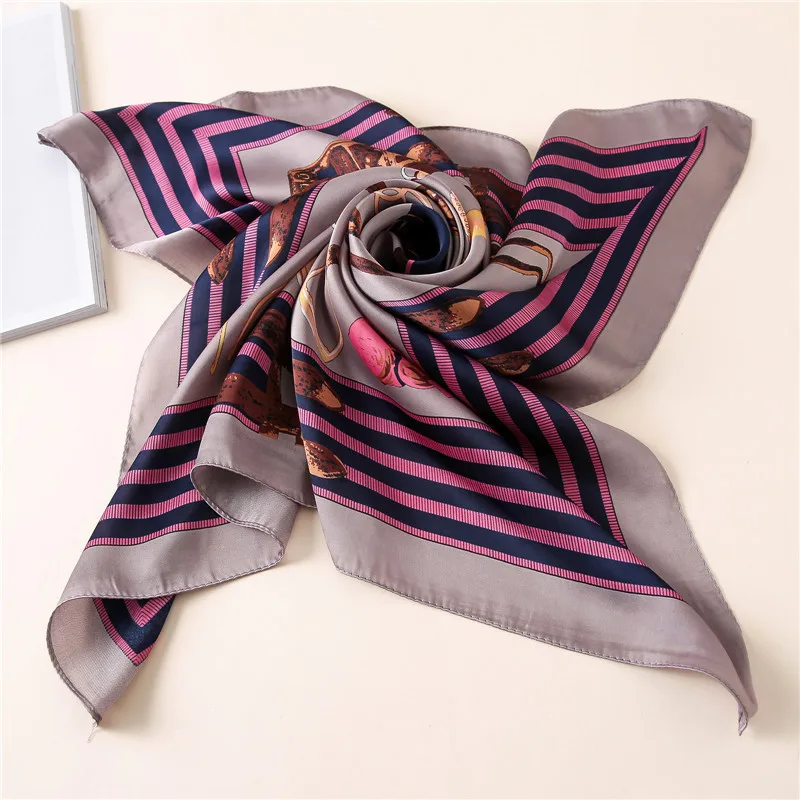 

70*70cm 2020 Luxury Brand Women Silk Scarfs Female European Style Print Square Scarves/Spring Summer Shawls For Ladies Hijab