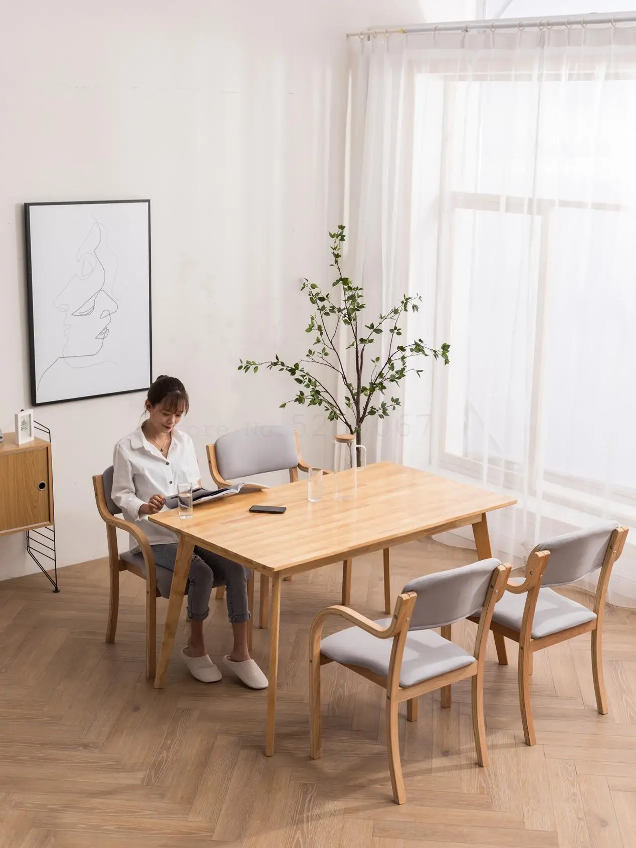 Обеденный стул из цельного дерева дома Обеденная современный простой