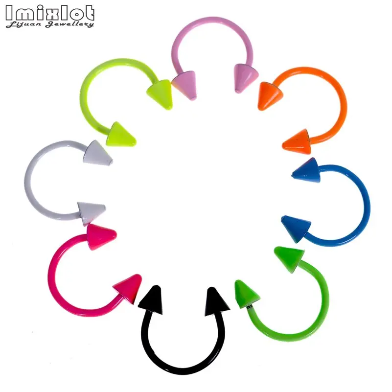8/10 шт. кольцо из нержавеющей стали для пирсинга носа Подкова шарик шип