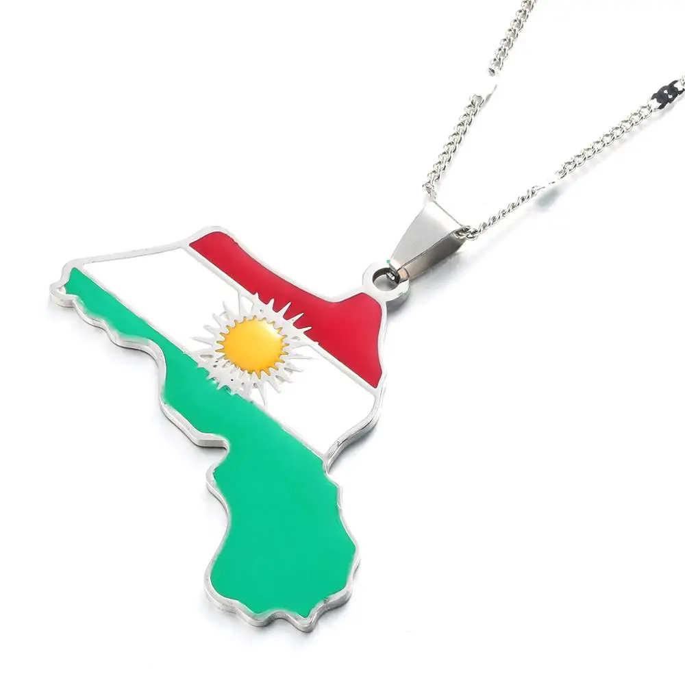 Из нержавеющей стали kurdivan Map Подвесные Ожерелья модные курдские ювелирные