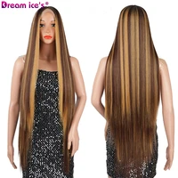 long straight synthetic lace ombre brown wig for women t part lace1341 heat resistent fiber cosplay wigs daily use dream ices