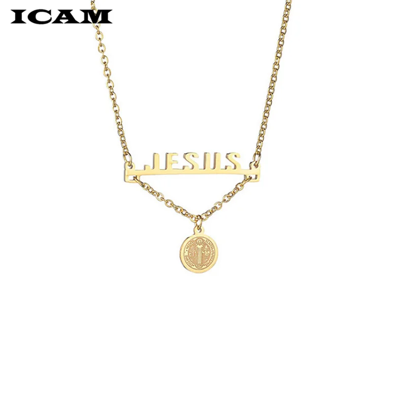 ICAM Новое модное ожерелье с подвеской в виде монеты из нержавеющей стали для