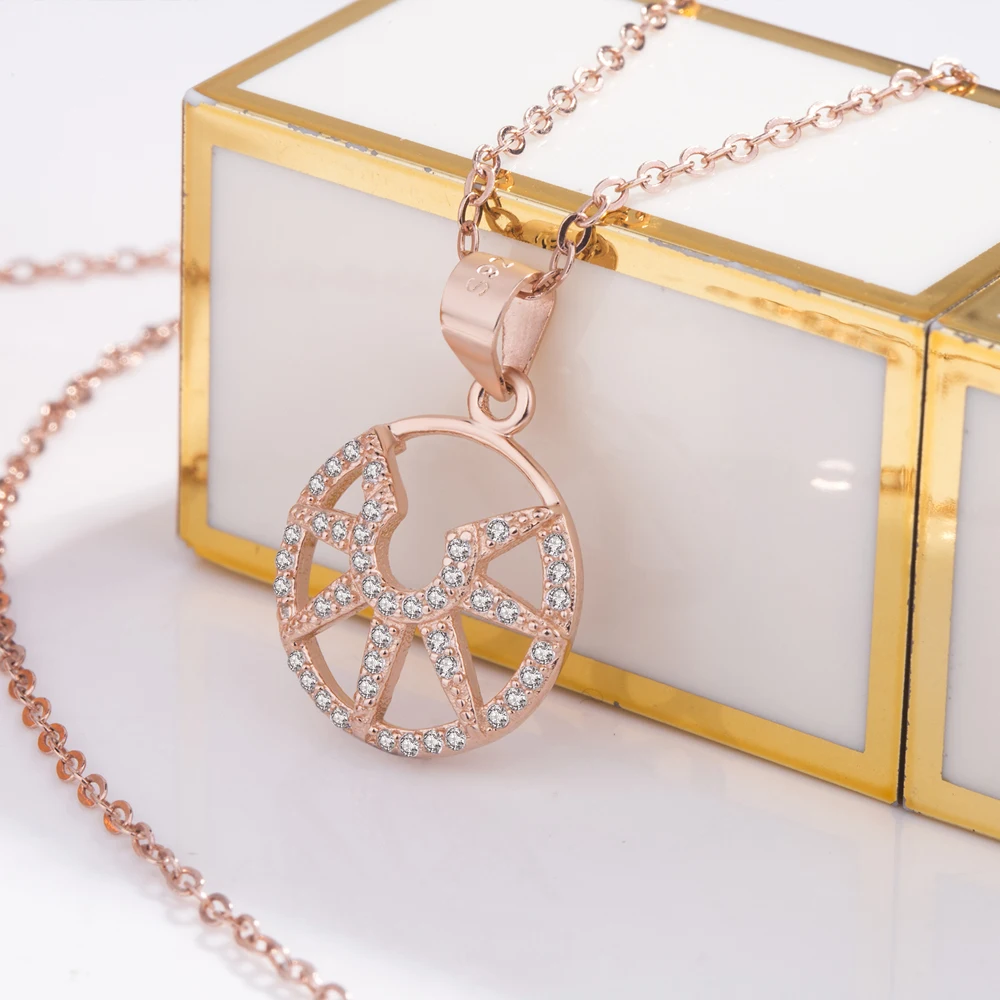 Женское Ожерелье модное ювелирное изделие розовое золото подвеска от солнца