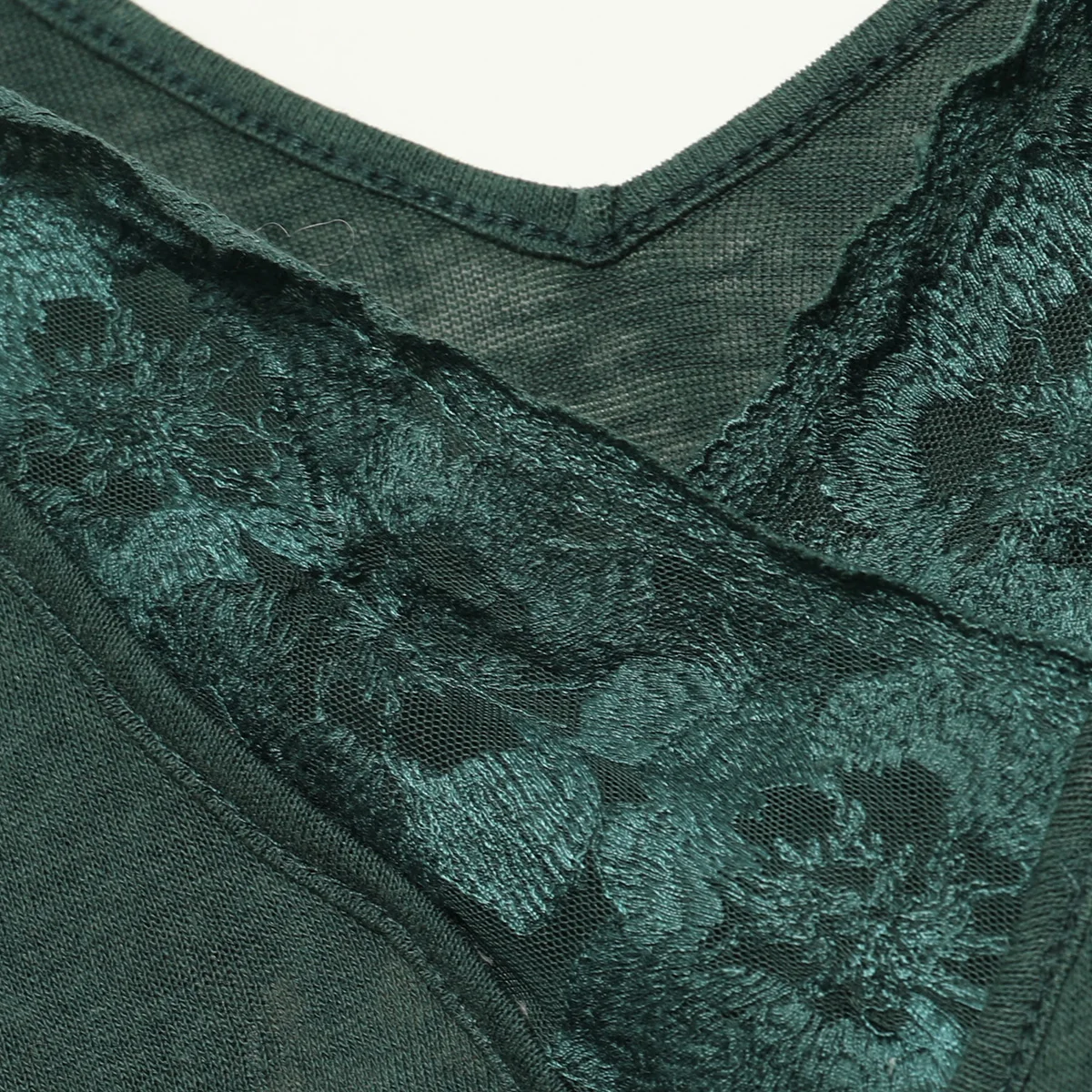 Кружевная Лоскутная темно зеленая блузка с открытой спиной для женщин коротким