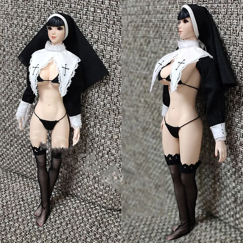 

1/6 Scale Female Soldier Nun Clothes Suit With Turban Underwear For 12'' Action Body Figure Model Doll Toys
