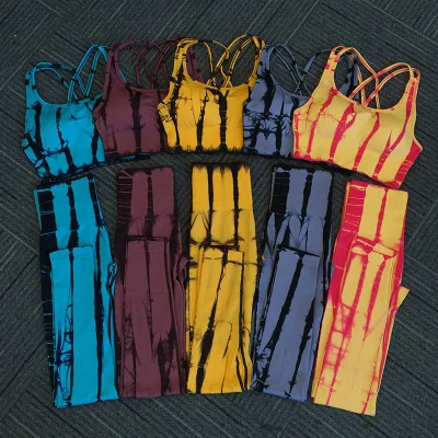 

2020 New Yoga Pants Women's High Waist Stretch Seamless Tie-Dye Moisture Wicking and Quick-Drying Sports Yoga Suit Women