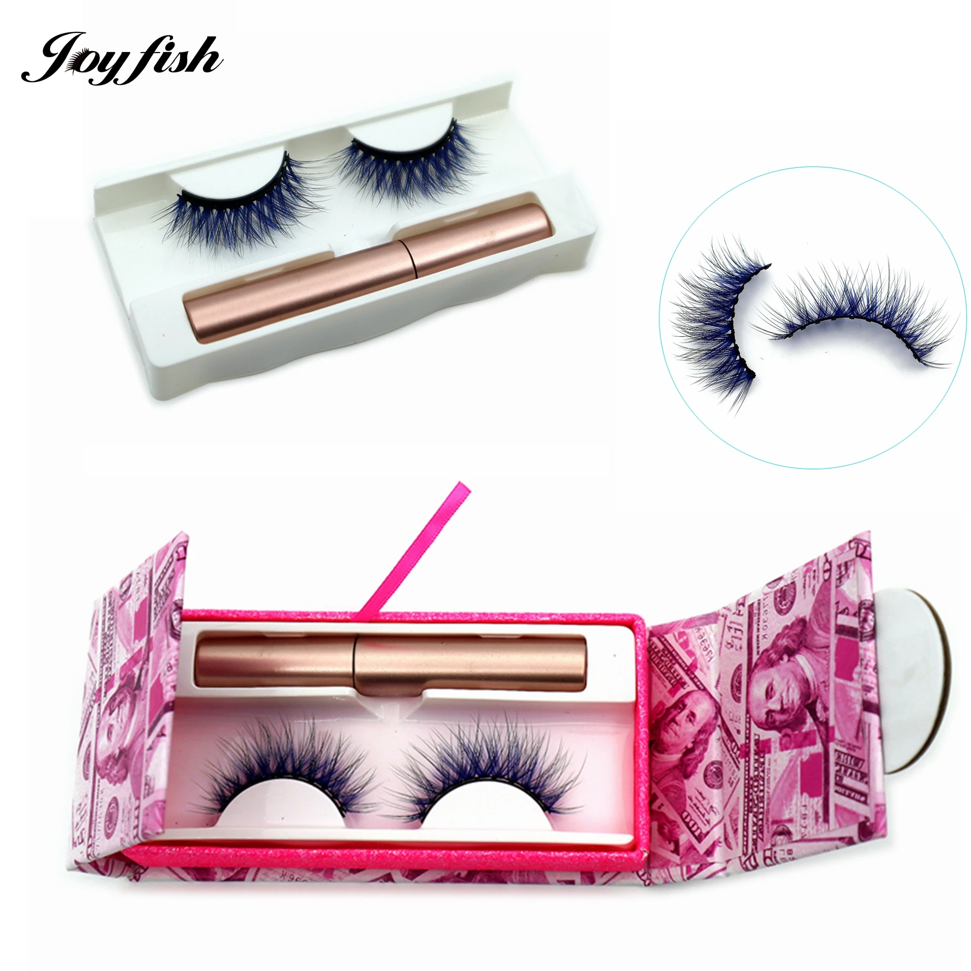 

5 Magnetic Eyelashes Eyeliner Gift Pink Money Box Packaging 10 Magnet Faux Mink Eye Lash Extensions Dramatic Stage Cosplay
