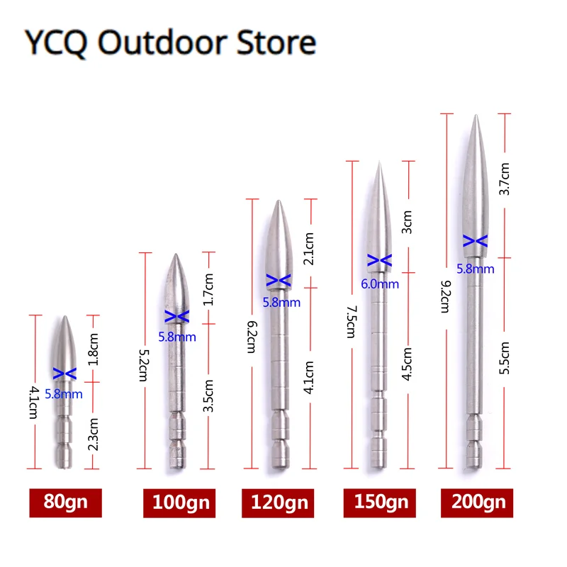 

12/24pcs Arrow Head 100 120 150 200 Grain Stainless Steel Bullet Point Tip For ID 4.2 mm Arrow Shaft Archery Accessory Bow