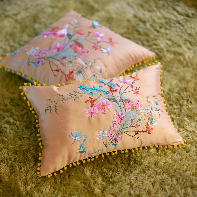 Chinese Embroidery Pillow Cushion Cover Flower Dragonfly Throw Decorative Pillows Cojines Decorativos Para Sofa Coussin Cushions | Дом и сад