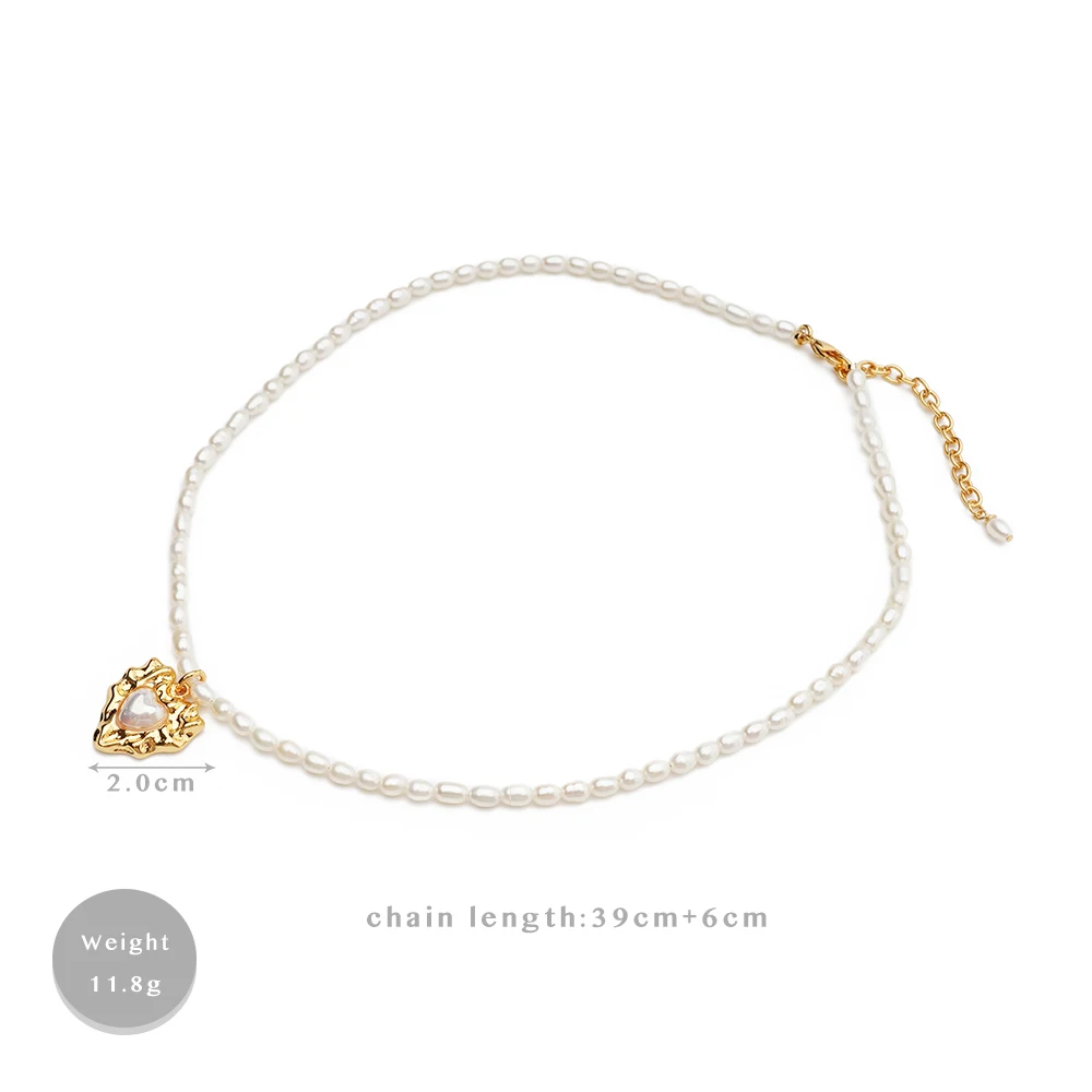 

Amorita boutique XL32480-i6 Natural pearl 2 colors 3D heart pendant fashion necklace