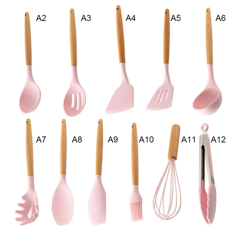 

12PC Silicone Kitchenware Cooking Utensils Set Heat Resistant Kitchen Non-Stick Cooking Utensils Baking Tools Kitchen Set