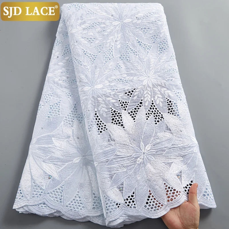 Кружевная африканская кружевная ткань SJD с дырками хлопковая вышивка