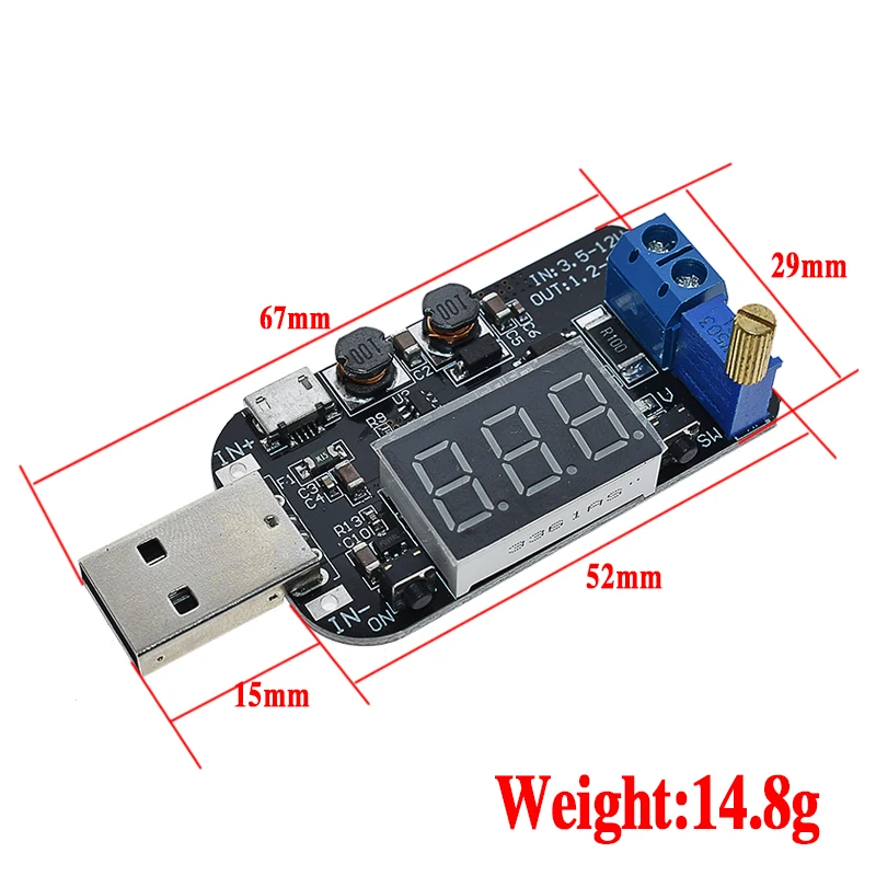 С текущим USB Micro от 5 В до 3 9 12 18 24 регулируемый модуль регулятора напряжения