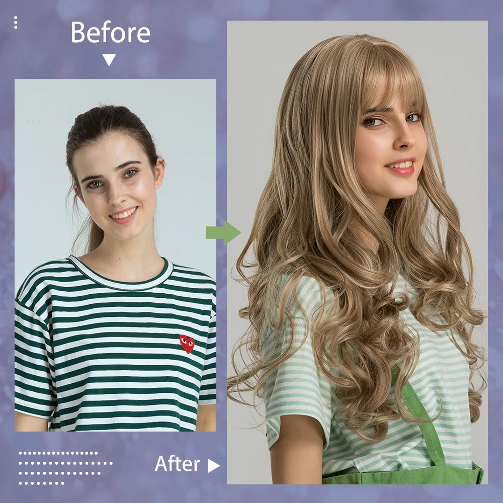 Парик Inhaircube длинный женский синтетический с волнистыми волосами блонд челкой