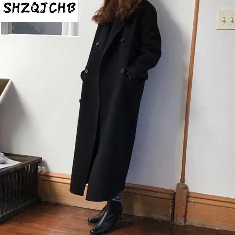 

JCHB 2021 Female Jacket Long Wool Coat Women Autumn Winter Woolen Coats and Jackets Korean Vintage Overcoat Manteau Femme KJ686