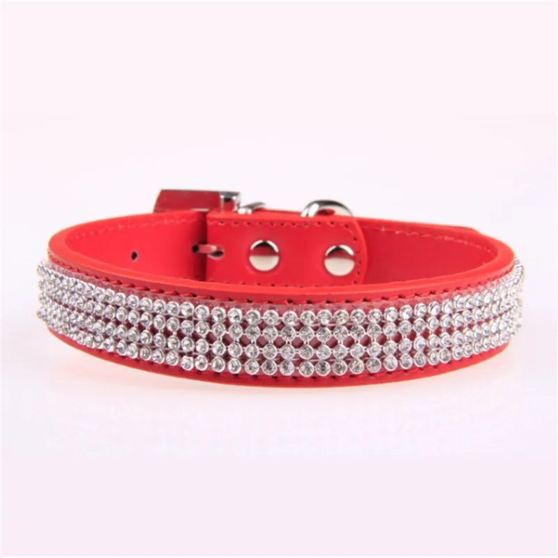 Hot Sale Bling Dog Collar Rhinestone PU Leather Crystal Diamond Puppy Cat Pet Collars Pets Supplies Accessories | Дом и сад