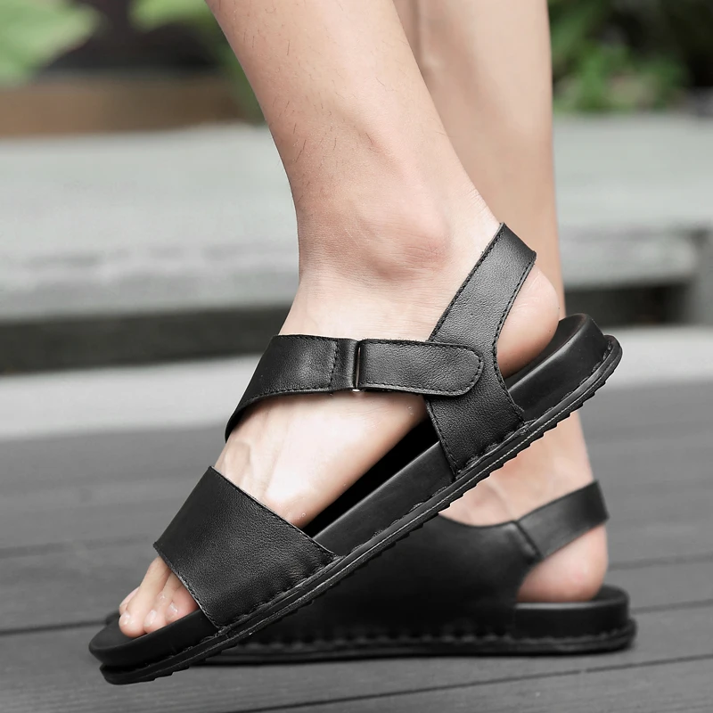 

Сандалии rasteiraroman мужские кожаные, модные пляжные сандалии, черные спортивные