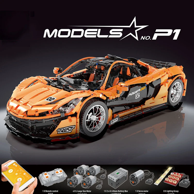 13090 Technic серия P1 оранжевый гоночный автомобиль набор приложение RC модели строительные блоки мощность двигателя функция 20087