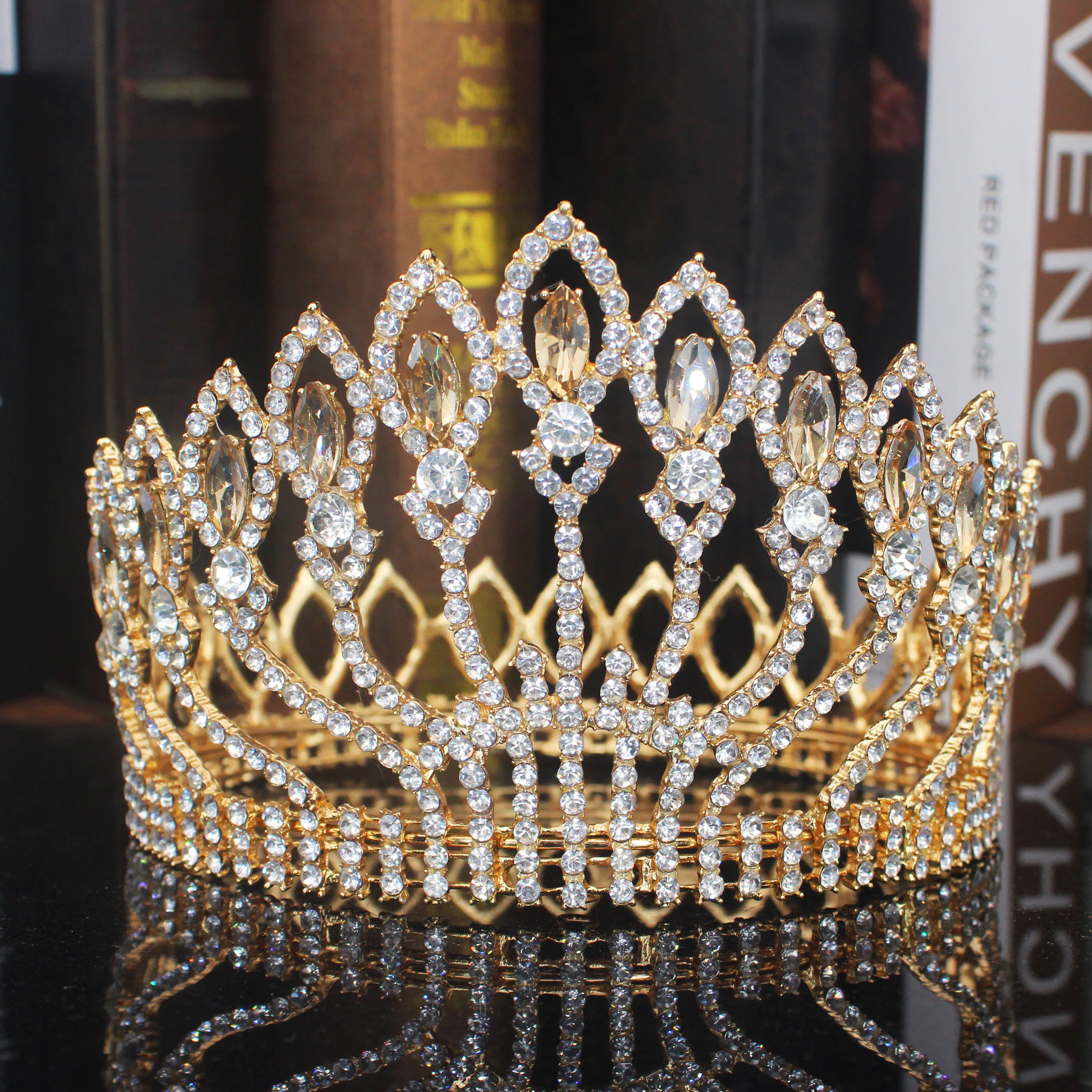 

Тиары и короны в стиле «Королева» с кристаллами, свадебные украшения для волос, барочная диадема, головной убор, женская свадебная бижутери...