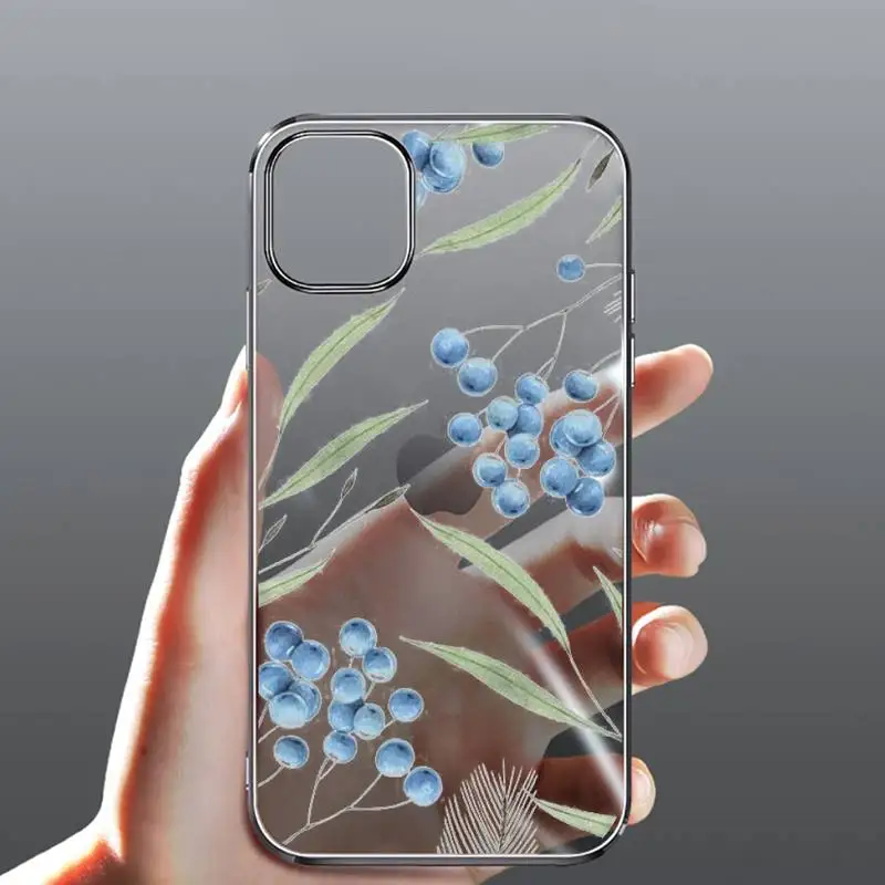 

Watercolor plants with flowers Phone Case Transparent for Clear iPhone case 11 12 mini pro XS MAX 8 7 6 6S Plus X 5S SE 2020 XR