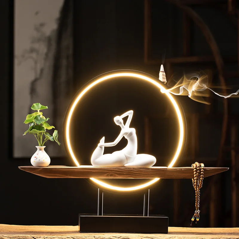 Буддистская курильница с обратным потоком держатель лампой круглая Буддой лотос