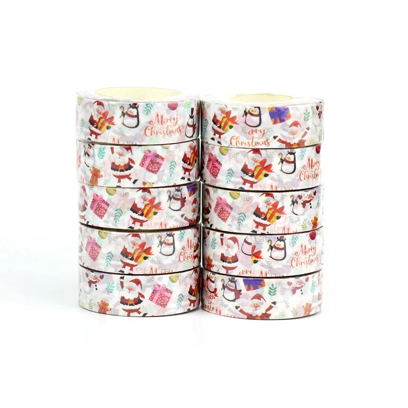 

NEW 10pcs/Lot Decor Penguin and Santa claus Merry christmas Washi Tapes for Planner Adhesive Masking Tape Cute Stationery