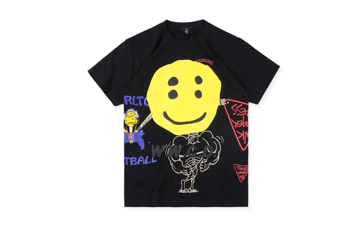 19SS Kanye ASTROWORLD футболка с граффити улыбающееся лицо CPFM.XYZ w. W.C.D футболки мужские