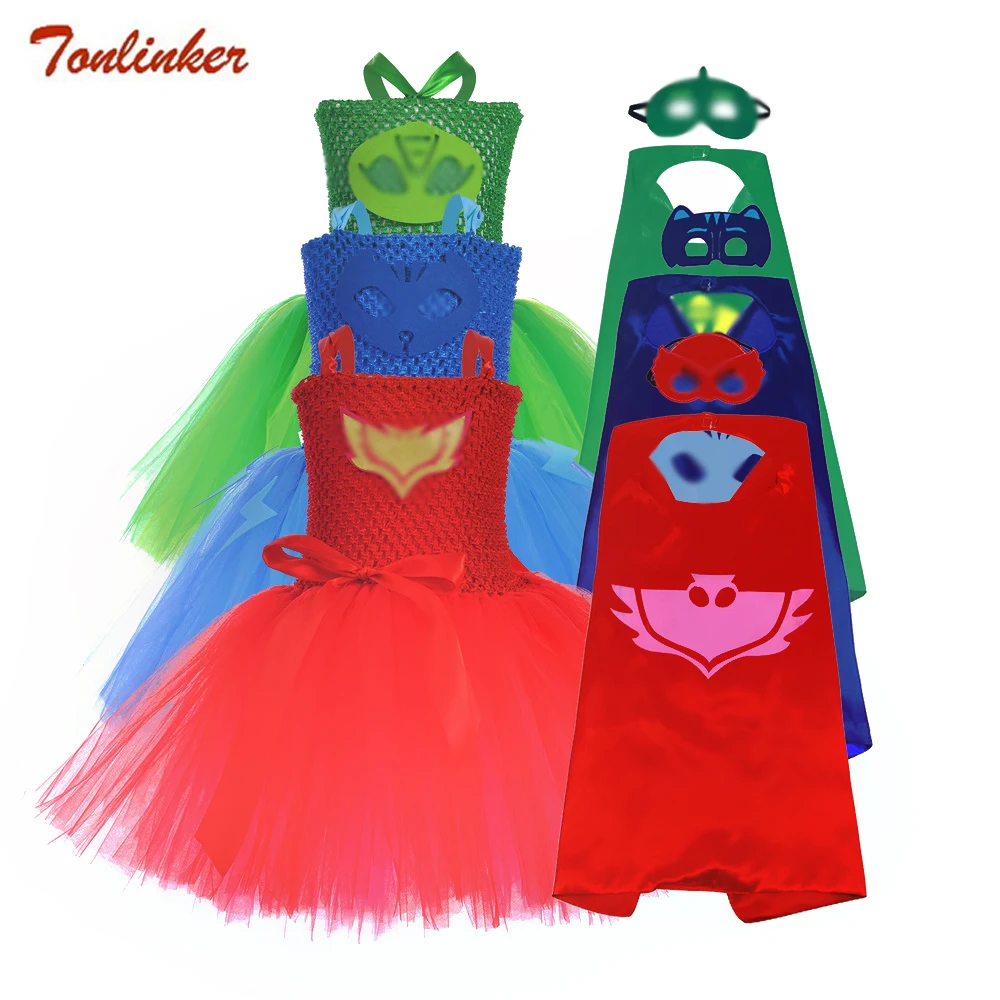 

Child Halloween Animal Cartoon Owl Fox Frog Cosplay Costume Girls Red Tutu Dress Kids Birthday Party Christmas Show Dresses Set