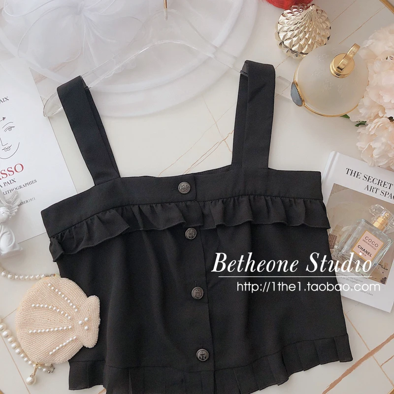 

Temperament Camisole Vest Wooden Ear Tube Top Short Type Outer Wear Sleeveless Sling for Women 2021 Summer Crop Top